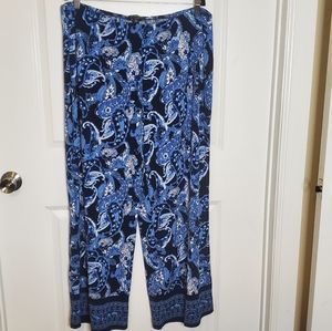 Blue Print Wide Leg Pants